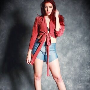 Dusty pink wrap blouse